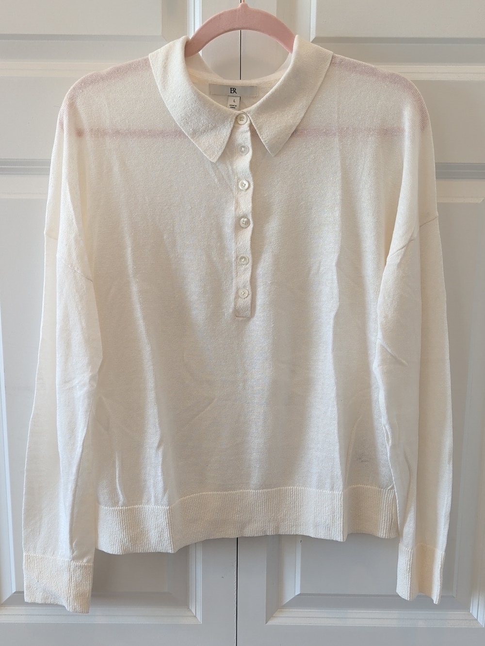 Banana Republic Cream Polo Collar Button Sweater